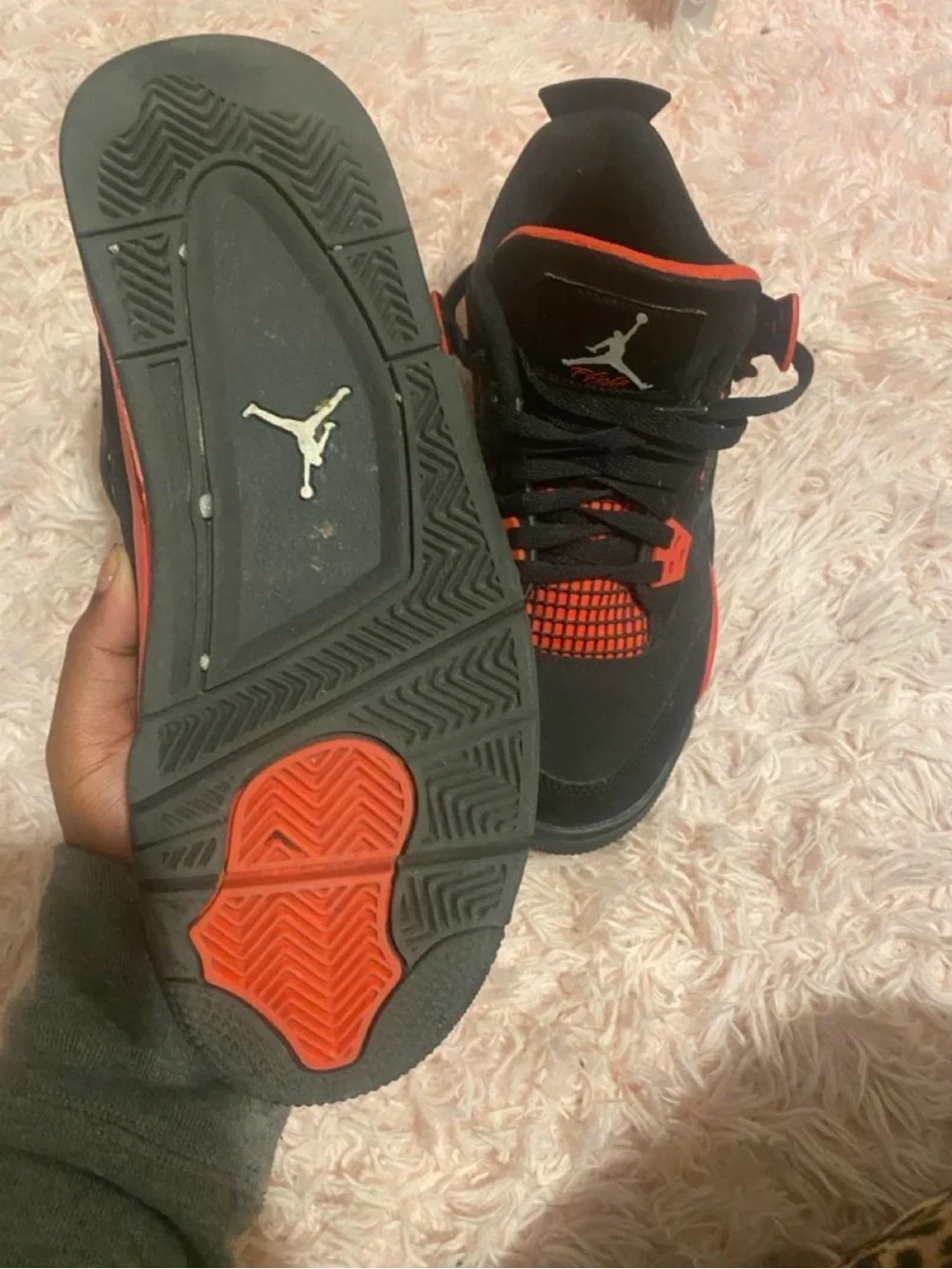 Jordan Men’s Black and Orange Retro Basketball Sneakers